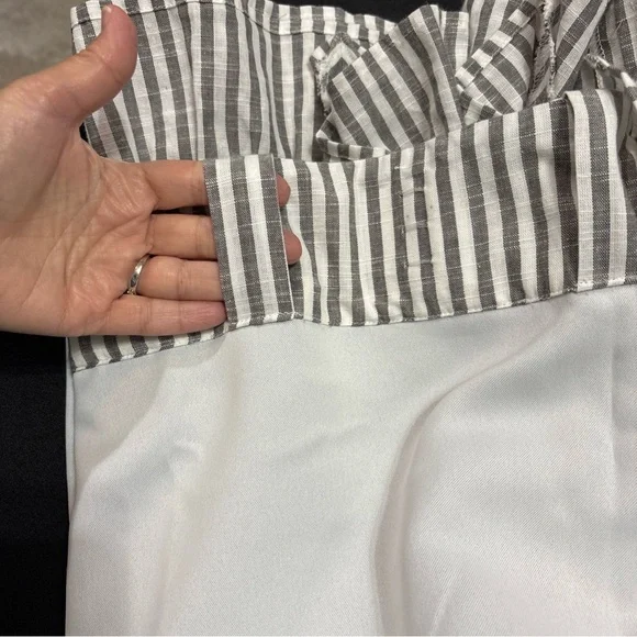 2 panels Emily & Meritt Pottery Barn, Ruffle edge, striped,  52x63 curtains - Picture 6 of 9